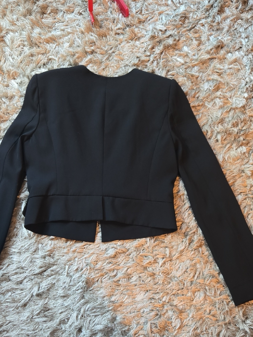 BCBGMaxAzria Cropped Black Draped Open-Front Blazer - Picture 13 of 14